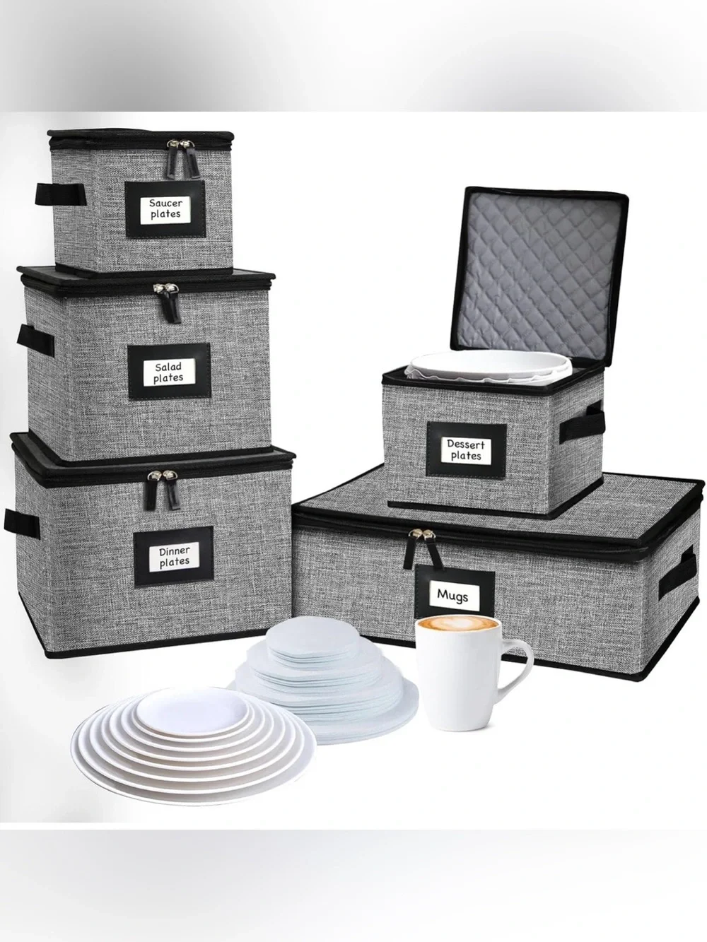 5 PACK China Storage Containers-Quilted Mug Storage and Moving Boxes for Dishes